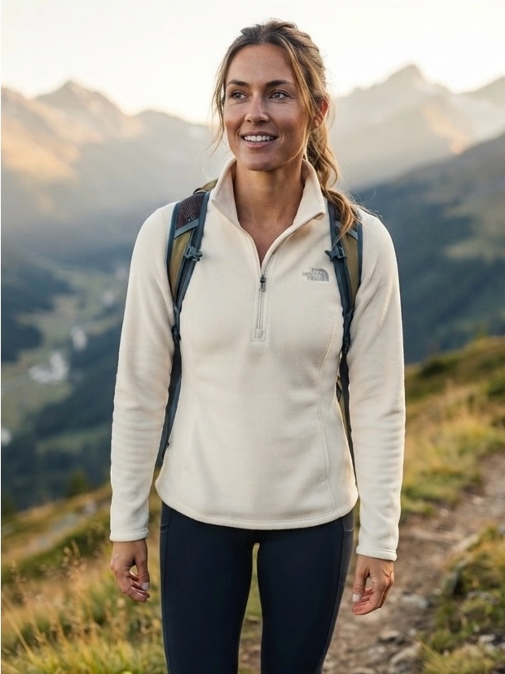 The North Face Cream Off-White 1/4 Zip Women’s Fleece Pullover - Large